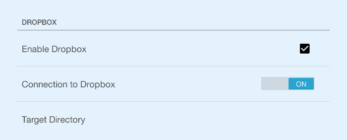 DropBox configuration options